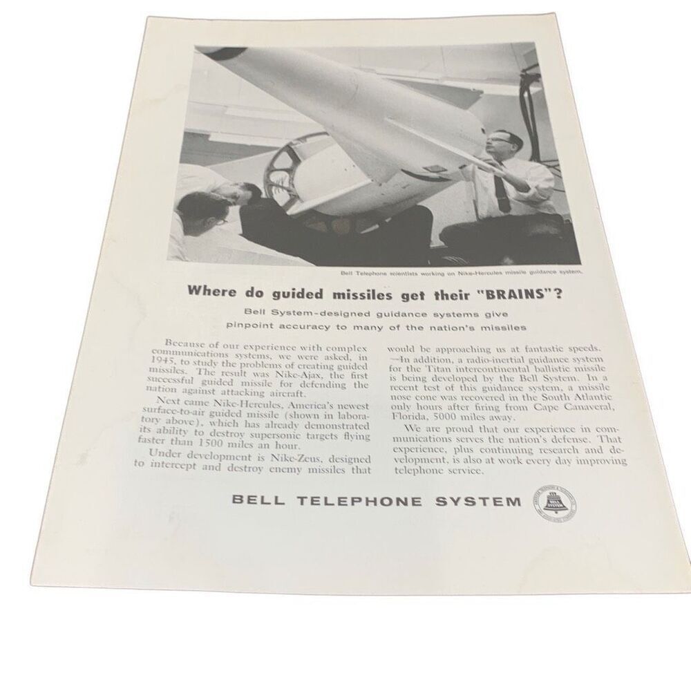 Vintage 1959 Bell Telephone Guided Misses Get There Brains Ad Advertisement